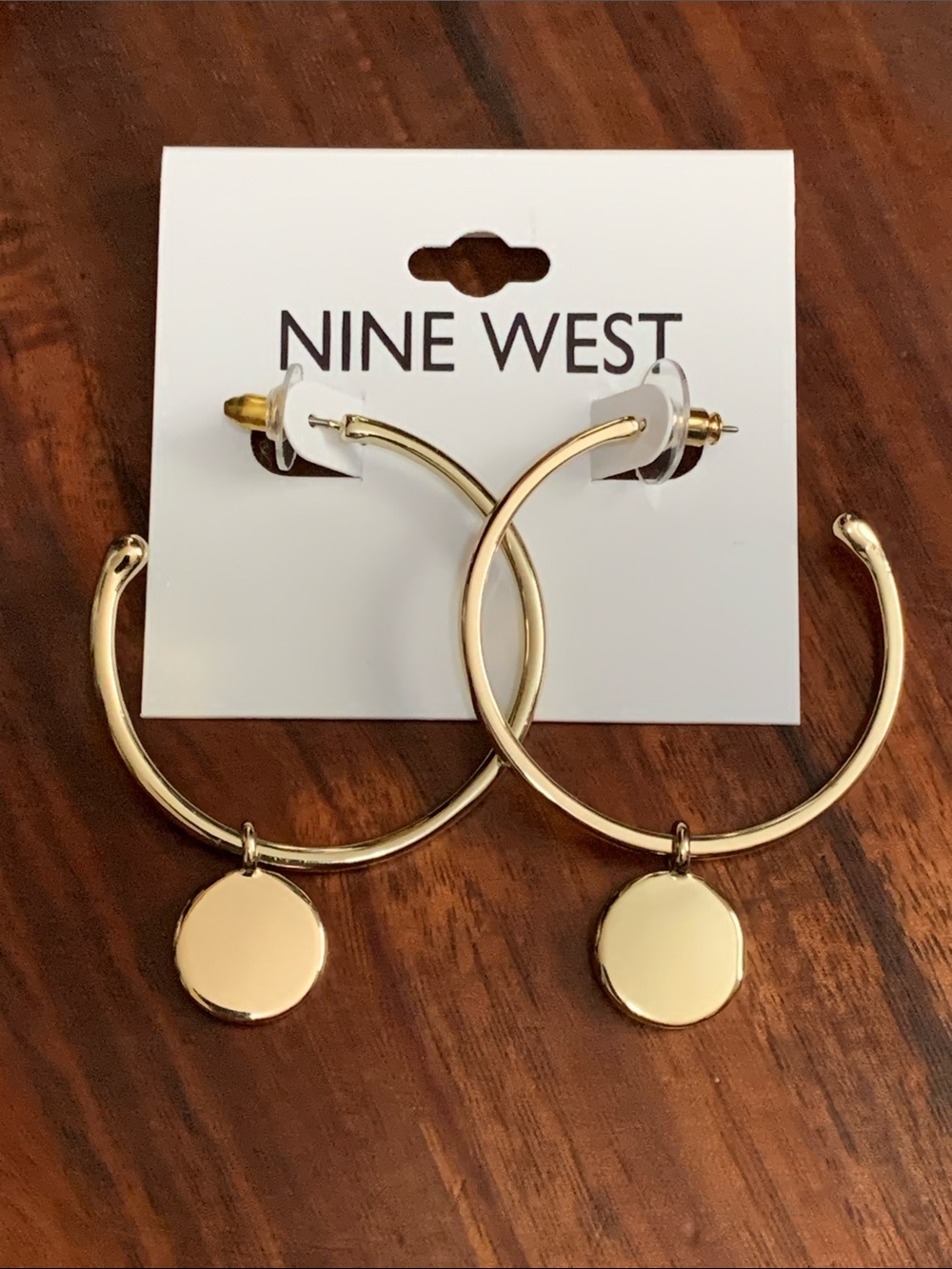 NWT Nine West gold tone hoop earrings